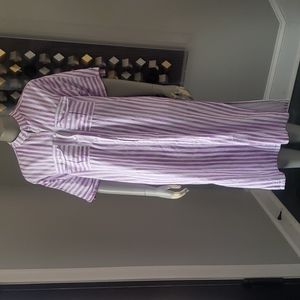 Koch Stripe Seersucker Button Down Shirt Dress SzM